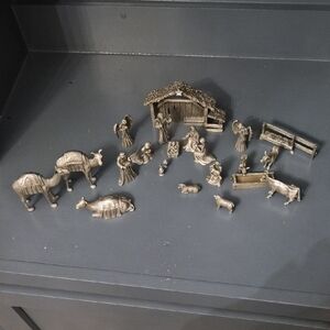 Pewter Nativity Scene Set By Fort